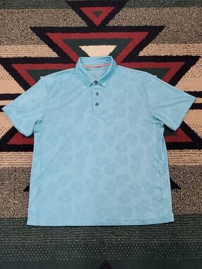 Tommy Bahama Light Blue Tropical Etched Polo Tee Shirt